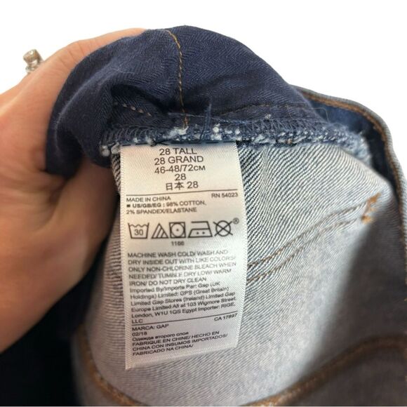 Gap High Rise Denim Button Front Jean Skirt Raw Hem Women's 28 Tall - Picture 5 of 5